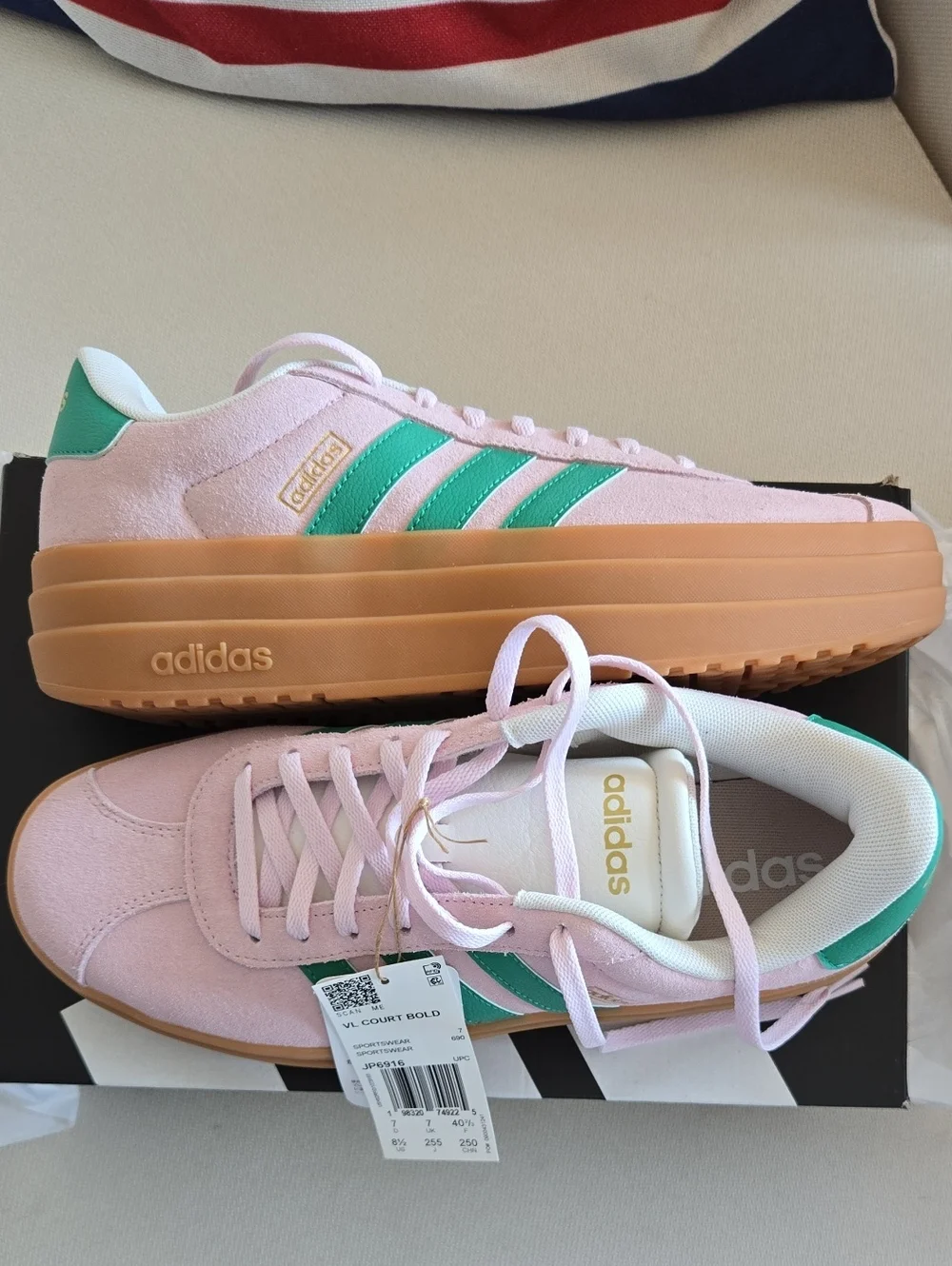Adidas VL Court Bold Pink Green Platform Sneakers Women's 8.5 NWT - Picture 1 of 16